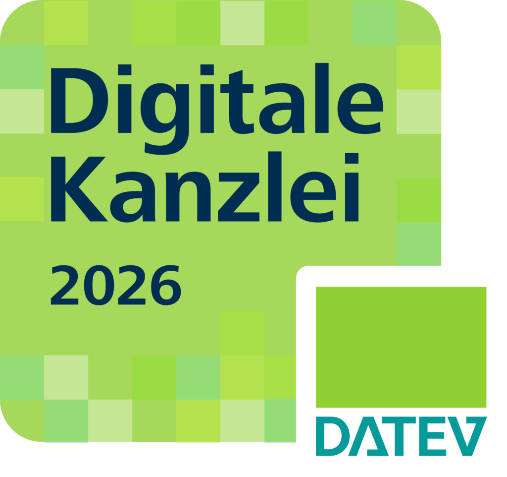 Digitales Auszeichnungssiegel für Digitale Kanzlei 2026 mit dem DATEV-Logo.